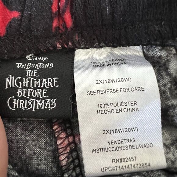 Disney Nightmare Before Christmas Lounge Pants 2X Black Fleece Jogger Pajamas - Picture 8 of 12